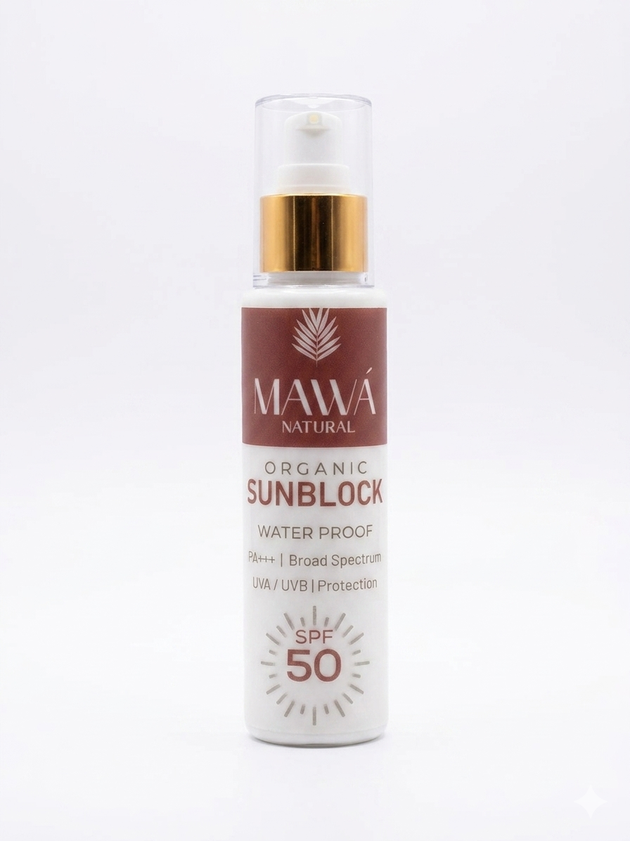 Organic Sunblock SPF 50 | Waterproof Broad Spectrum UVA/UVB